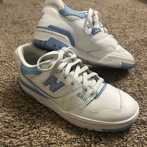 White and Blue New Balance 550s